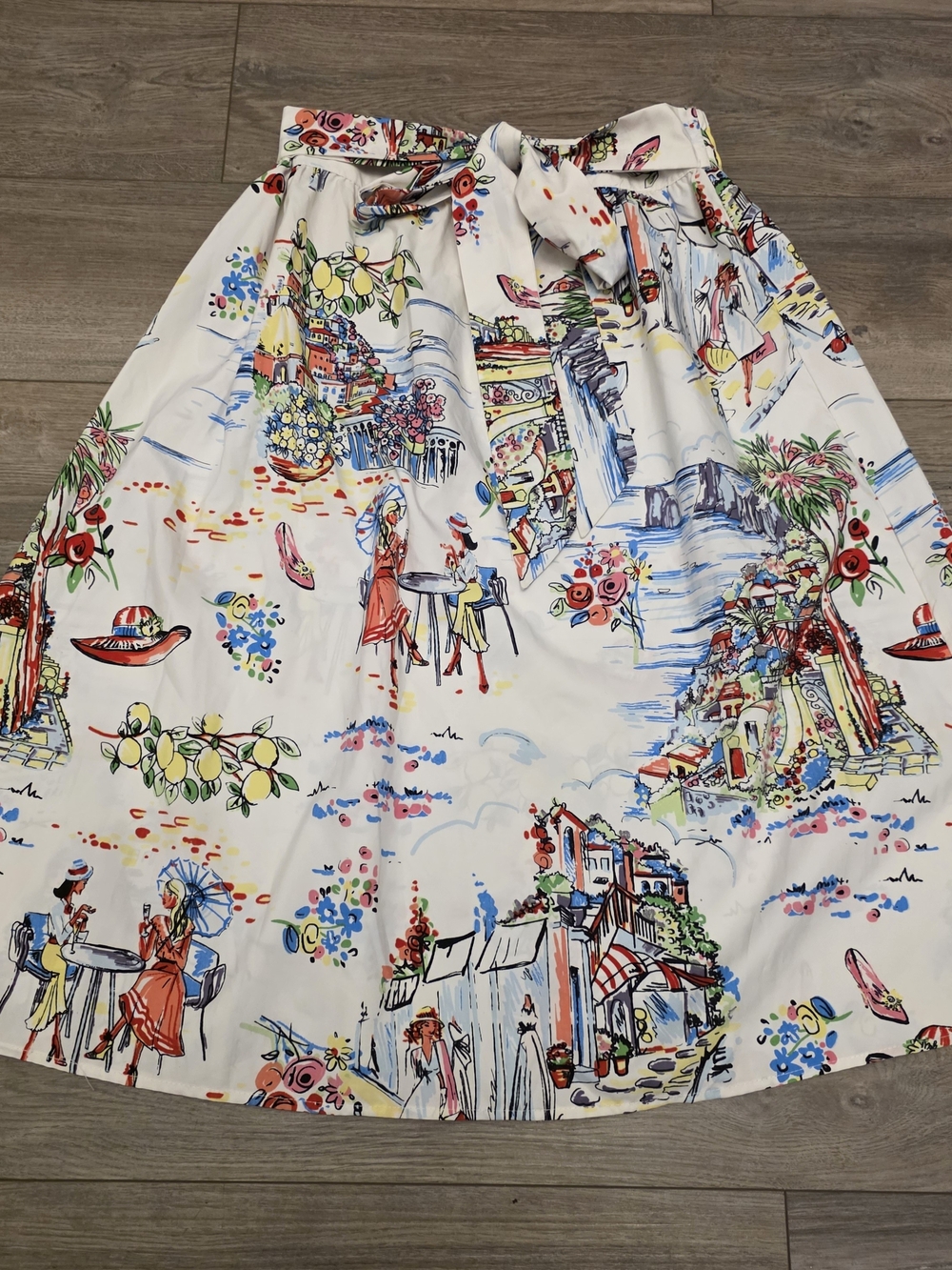 Her Destiny Mediterranean Scenic Print Midi Skirt Size Large - Picture 5 of 9